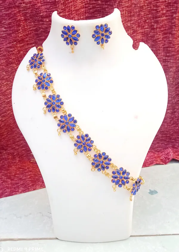 Assamese_Traditional_Gold_Plated_Blue_Minakari_Golpata_Necklace_Set_For_Women